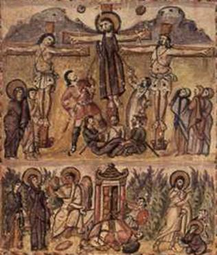 Crucifixion ca. 586 Rabbula Gospels  Biblioteca Mediceo Lauenziana  Firenze        Cod. Plut. I 560 